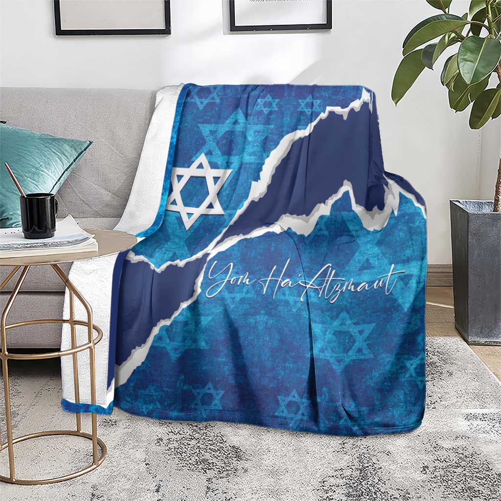 Israel Yom Ha'atzmaut Blanket Star of David Grunge Style