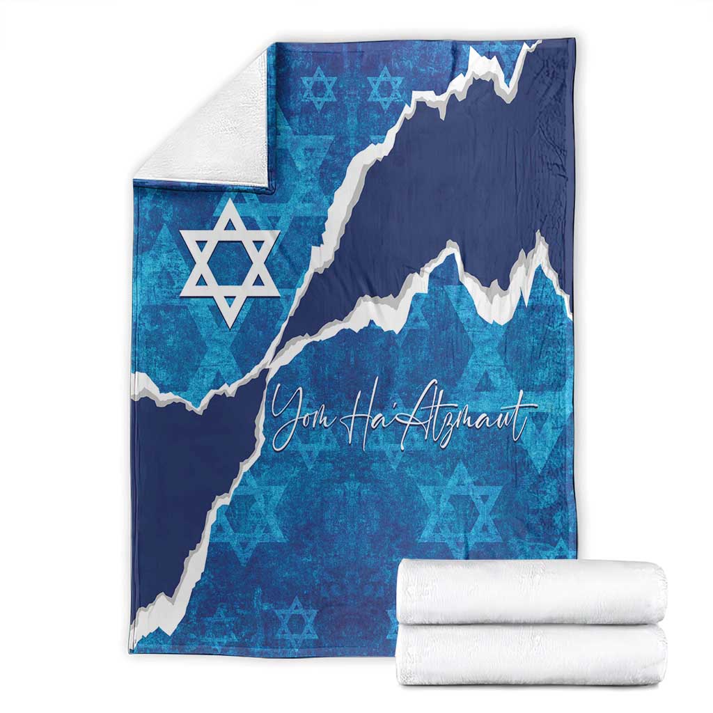 Israel Yom Ha'atzmaut Blanket Star of David Grunge Style