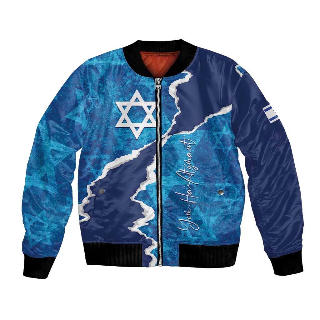 Personalized Israel Yom Ha'atzmaut Bomber Jacket Star of David Grunge Style