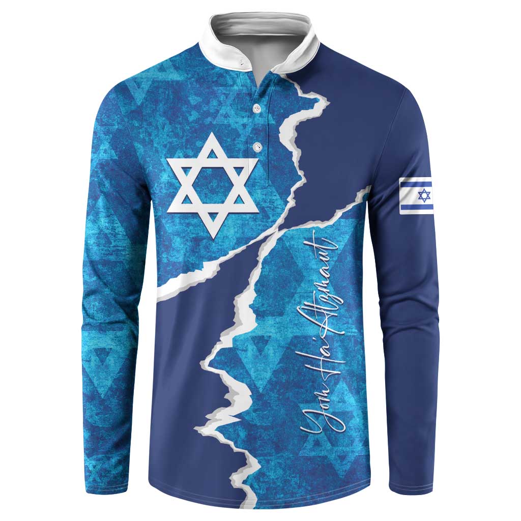 Personalized Israel Yom Ha'atzmaut Button Sweatshirt Star of David Grunge Style