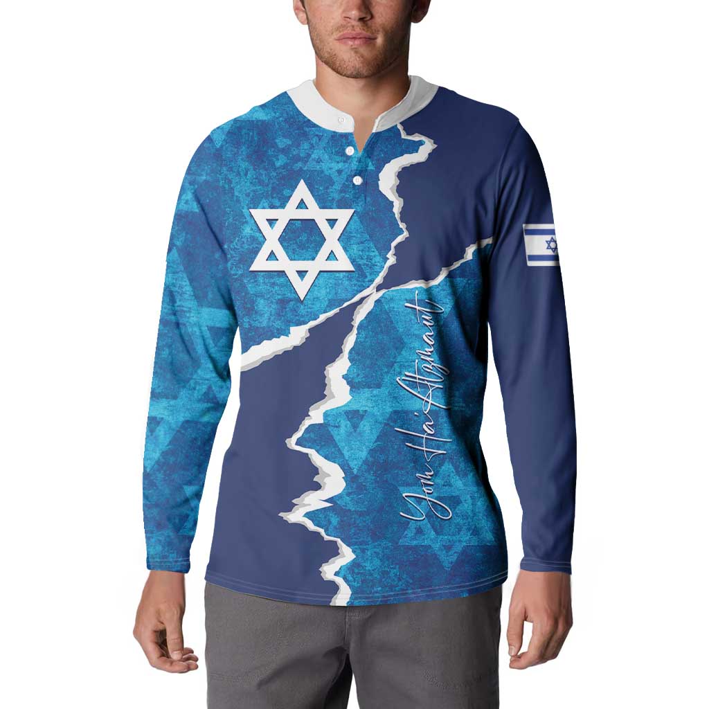Personalized Israel Yom Ha'atzmaut Button Sweatshirt Star of David Grunge Style