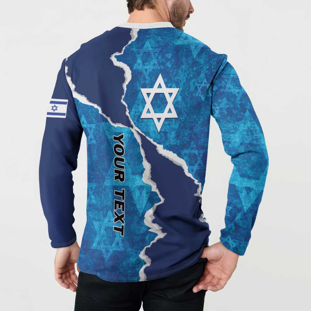 Personalized Israel Yom Ha'atzmaut Button Sweatshirt Star of David Grunge Style