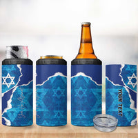 Personalized Israel Yom Ha'atzmaut 4 in 1 Can Cooler Tumbler Star of David Grunge Style