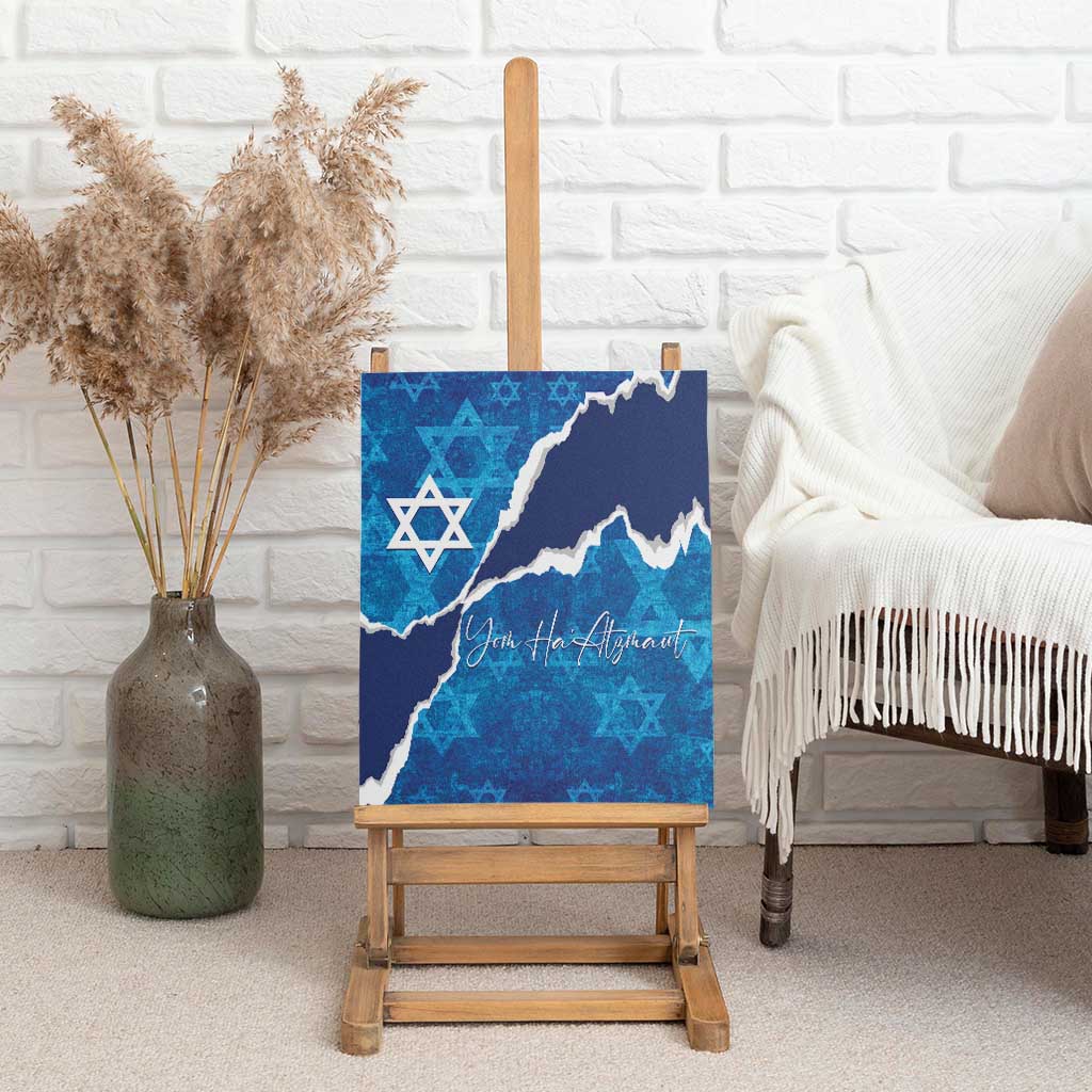 Israel Yom Ha'atzmaut Canvas Wall Art Star of David Grunge Style