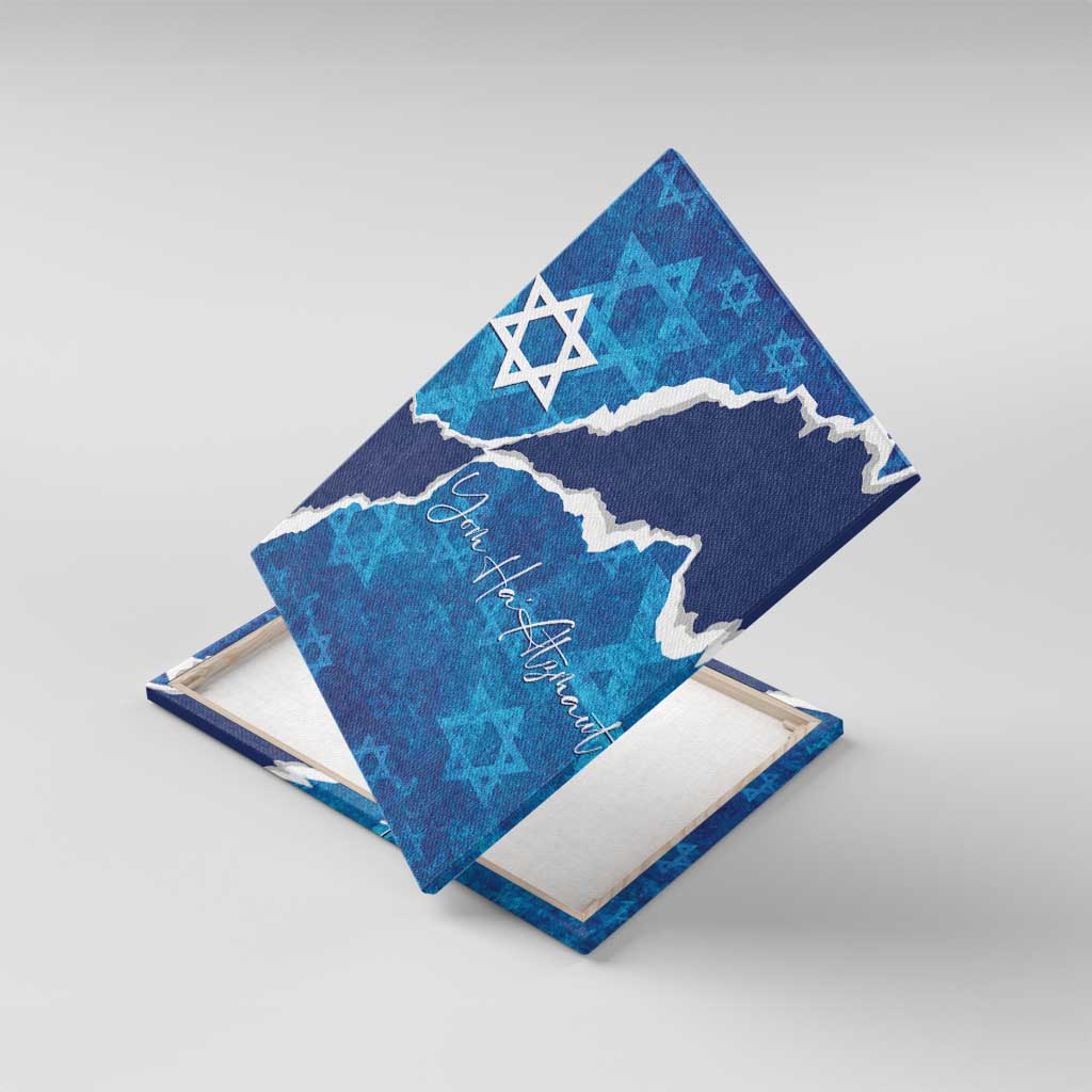 Israel Yom Ha'atzmaut Canvas Wall Art Star of David Grunge Style