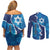 Personalized Israel Yom Ha'atzmaut Couples Matching Off Shoulder Short Dress and Long Sleeve Button Shirt Star of David Grunge Style