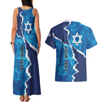 Personalized Israel Yom Ha'atzmaut Couples Matching Tank Maxi Dress and Hawaiian Shirt Star of David Grunge Style