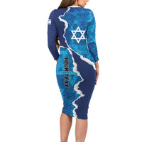 Personalized Israel Yom Ha'atzmaut Family Matching Long Sleeve Bodycon Dress and Hawaiian Shirt Star of David Grunge Style