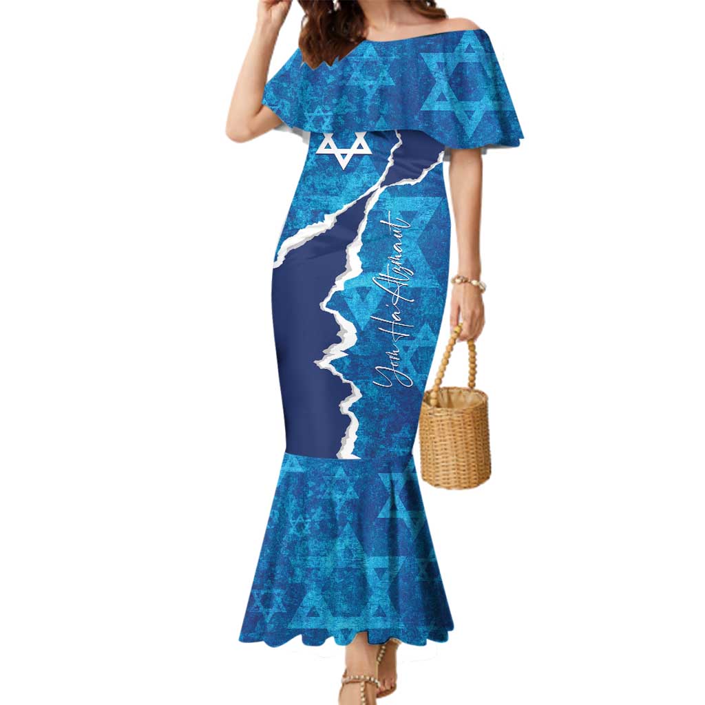 Personalized Israel Yom Ha'atzmaut Family Matching Mermaid Dress and Hawaiian Shirt Star of David Grunge Style