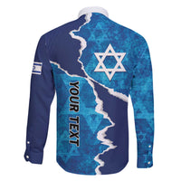Personalized Israel Yom Ha'atzmaut Family Matching Off The Shoulder Long Sleeve Dress and Hawaiian Shirt Star of David Grunge Style