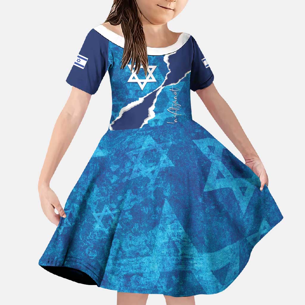Personalized Israel Yom Ha'atzmaut Family Matching Off Shoulder Maxi Dress and Hawaiian Shirt Star of David Grunge Style