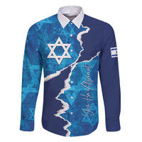 Personalized Israel Yom Ha'atzmaut Family Matching Off Shoulder Maxi Dress and Hawaiian Shirt Star of David Grunge Style