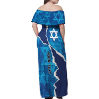 Personalized Israel Yom Ha'atzmaut Family Matching Off Shoulder Maxi Dress and Hawaiian Shirt Star of David Grunge Style