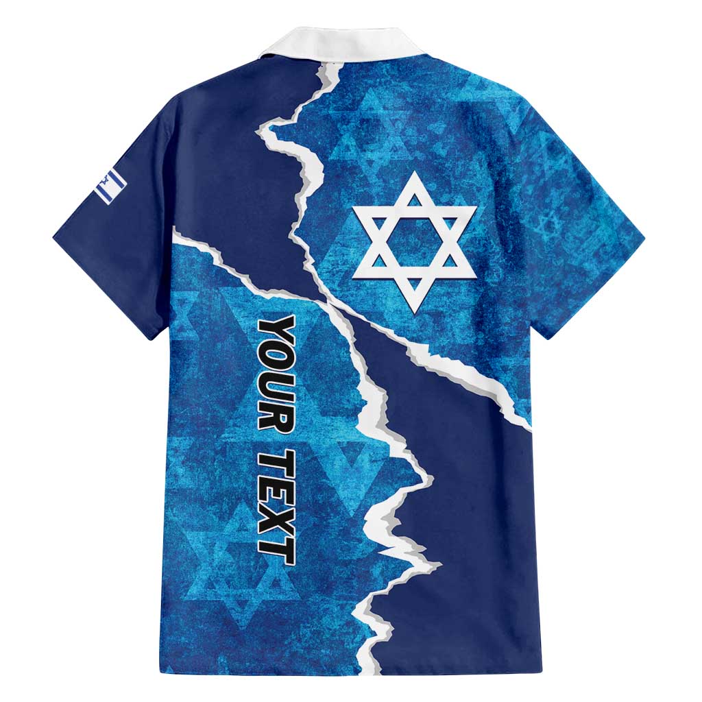 Personalized Israel Yom Ha'atzmaut Family Matching Off Shoulder Short Dress and Hawaiian Shirt Star of David Grunge Style