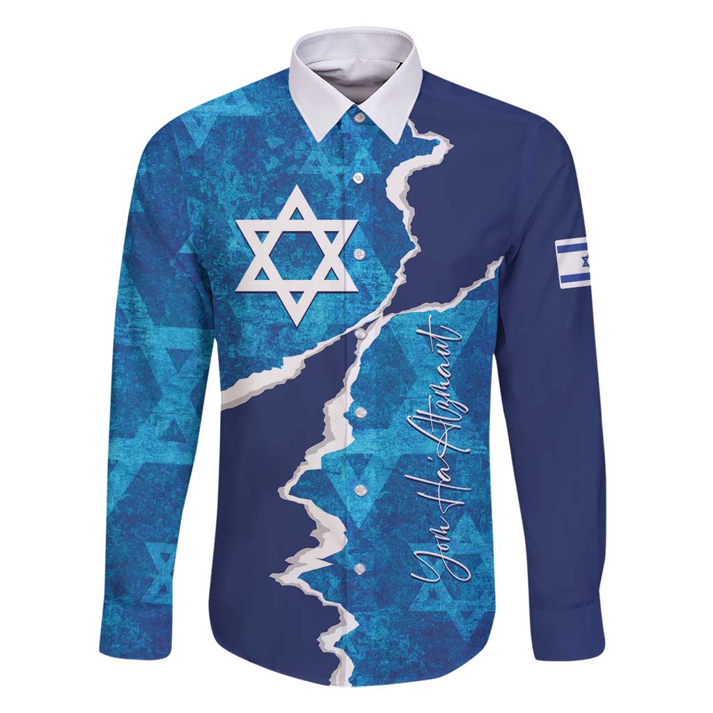 Personalized Israel Yom Ha'atzmaut Family Matching Off Shoulder Short Dress and Hawaiian Shirt Star of David Grunge Style