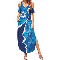 Personalized Israel Yom Ha'atzmaut Family Matching Summer Maxi Dress and Hawaiian Shirt Star of David Grunge Style