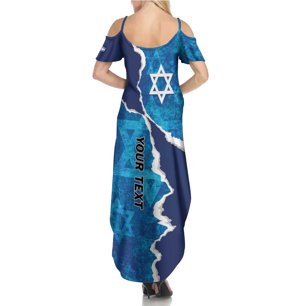 Personalized Israel Yom Ha'atzmaut Family Matching Summer Maxi Dress and Hawaiian Shirt Star of David Grunge Style
