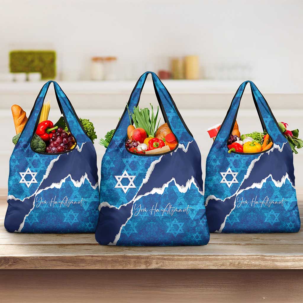 Israel Yom Ha'atzmaut Grocery Bag Star of David Grunge Style