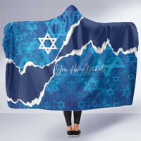 Israel Yom Ha'atzmaut Hooded Blanket Star of David Grunge Style