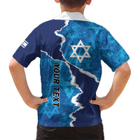 Personalized Israel Yom Ha'atzmaut Kid Hawaiian Shirt Star of David Grunge Style