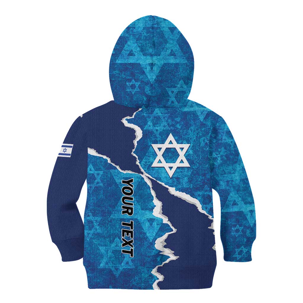 Personalized Israel Yom Ha'atzmaut Kid Hoodie Star of David Grunge Style