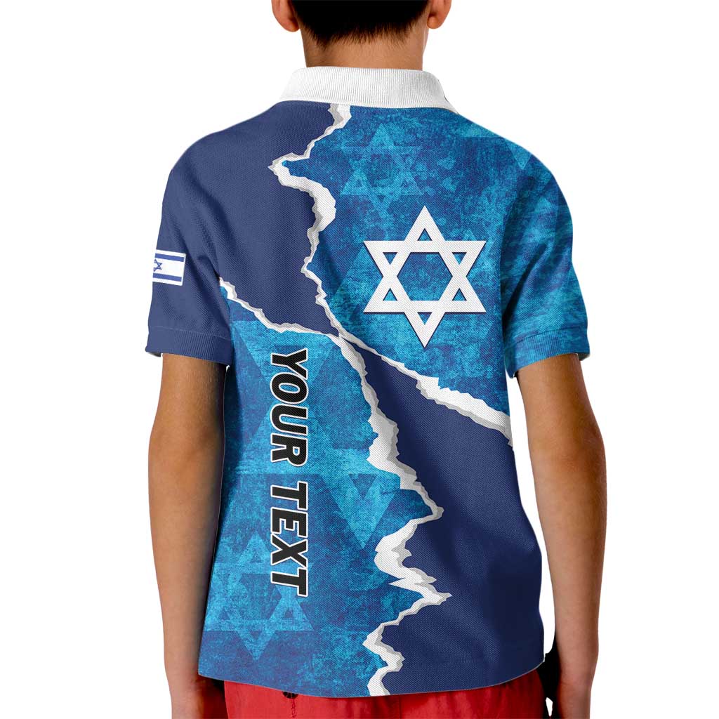 Personalized Israel Yom Ha'atzmaut Kid Polo Shirt Star of David Grunge Style