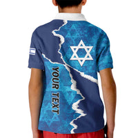Personalized Israel Yom Ha'atzmaut Kid Polo Shirt Star of David Grunge Style
