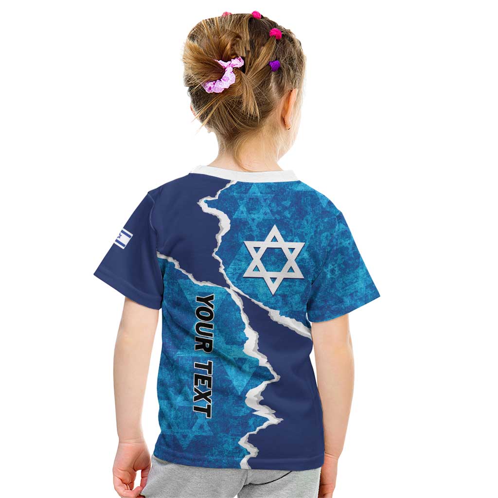 Personalized Israel Yom Ha'atzmaut Kid T Shirt Star of David Grunge Style