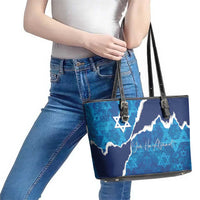 Israel Yom Ha'atzmaut Leather Tote Bag Star of David Grunge Style