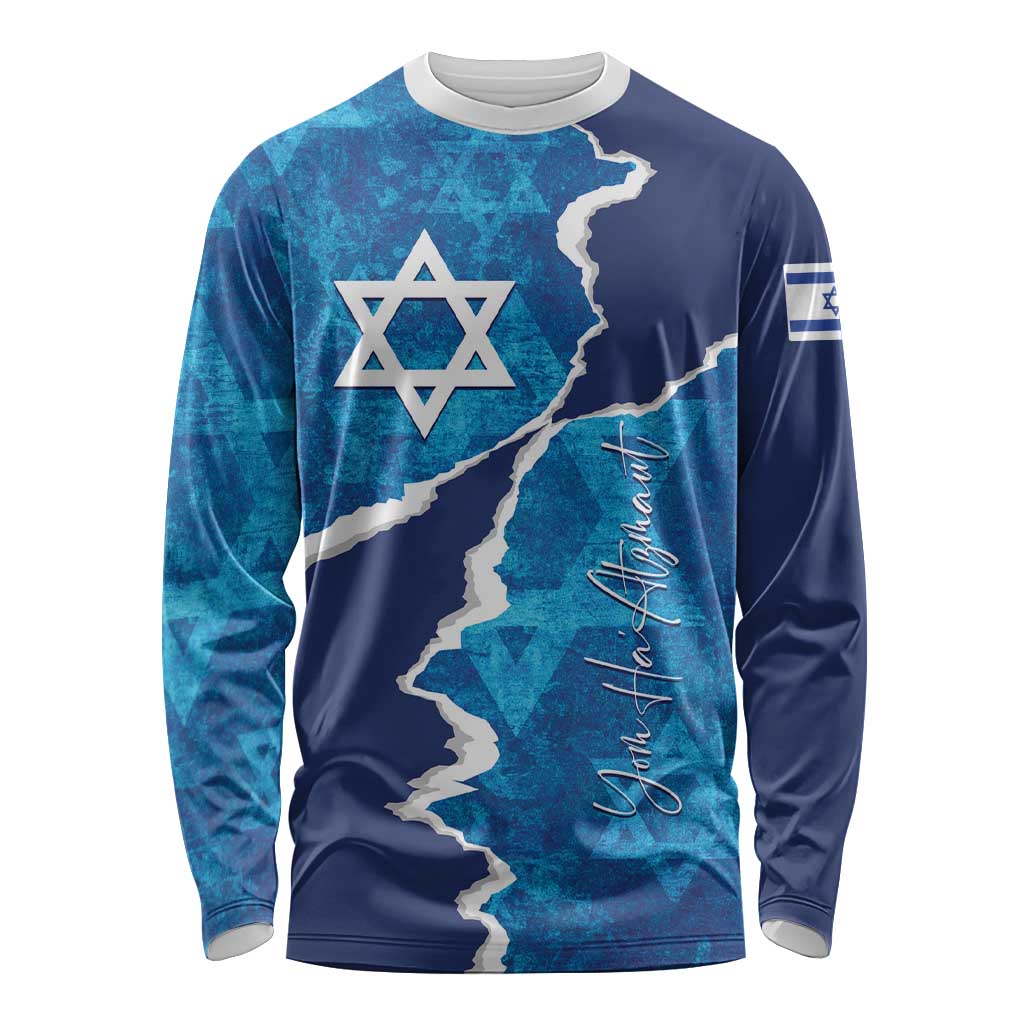 Personalized Israel Yom Ha'atzmaut Long Sleeve Shirt Star of David Grunge Style