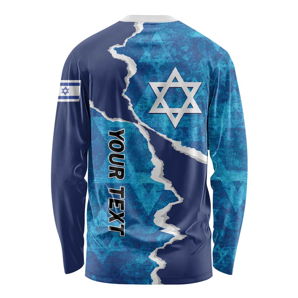 Personalized Israel Yom Ha'atzmaut Long Sleeve Shirt Star of David Grunge Style
