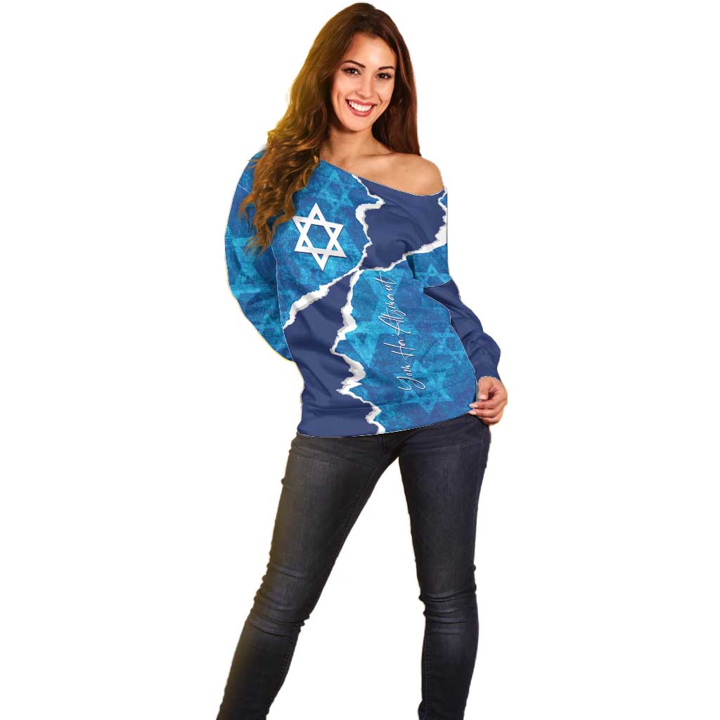 Personalized Israel Yom Ha'atzmaut Off Shoulder Sweater Star of David Grunge Style