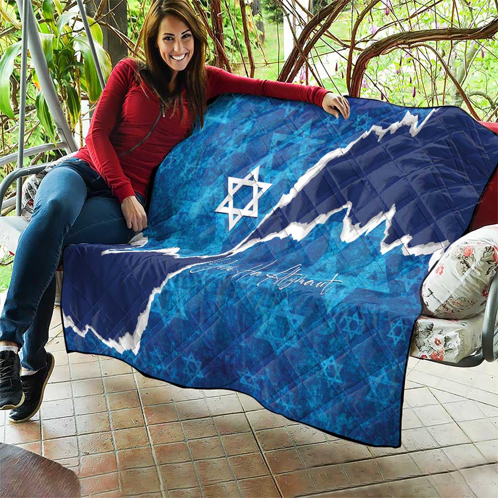 Israel Yom Ha'atzmaut Quilt Star of David Grunge Style