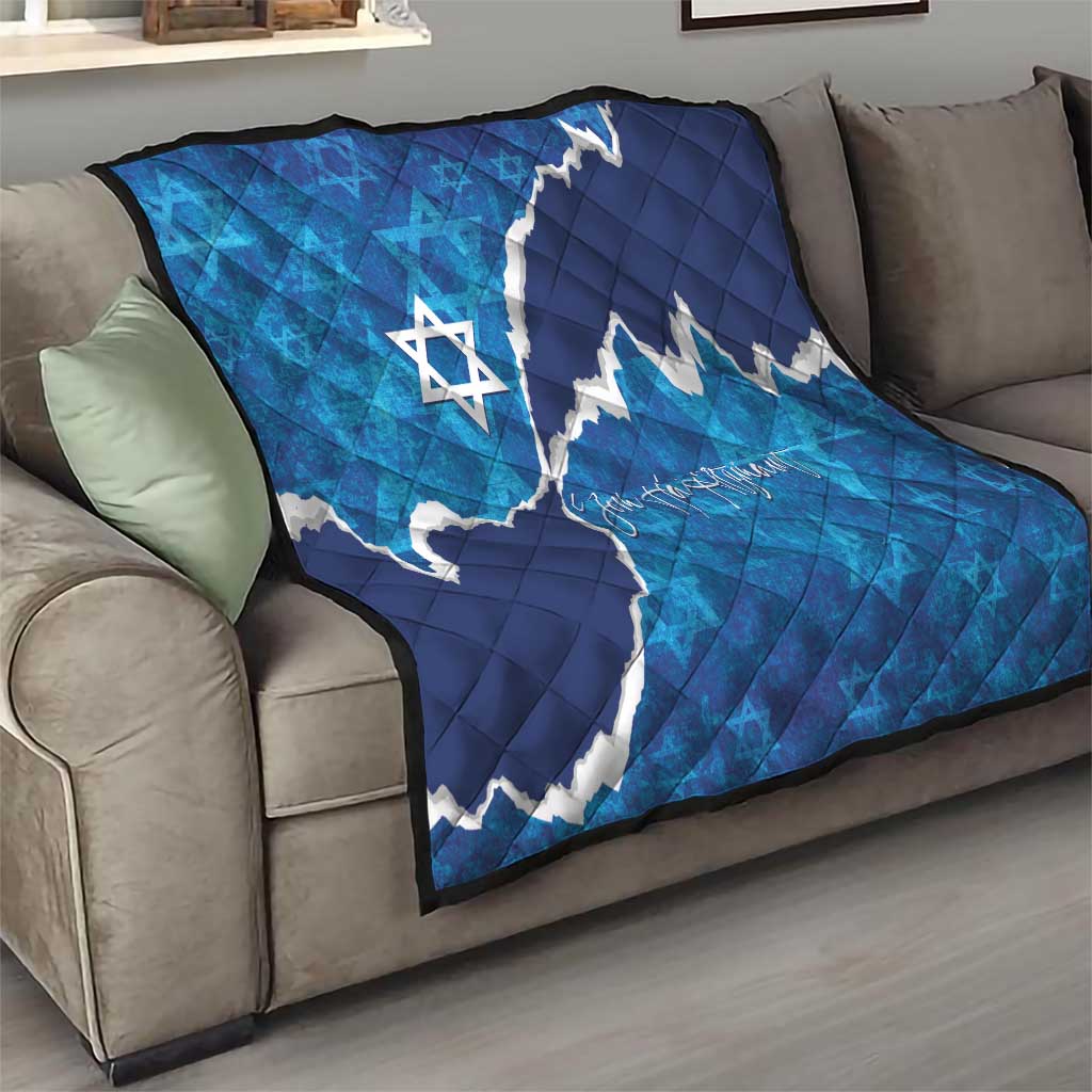 Israel Yom Ha'atzmaut Quilt Star of David Grunge Style