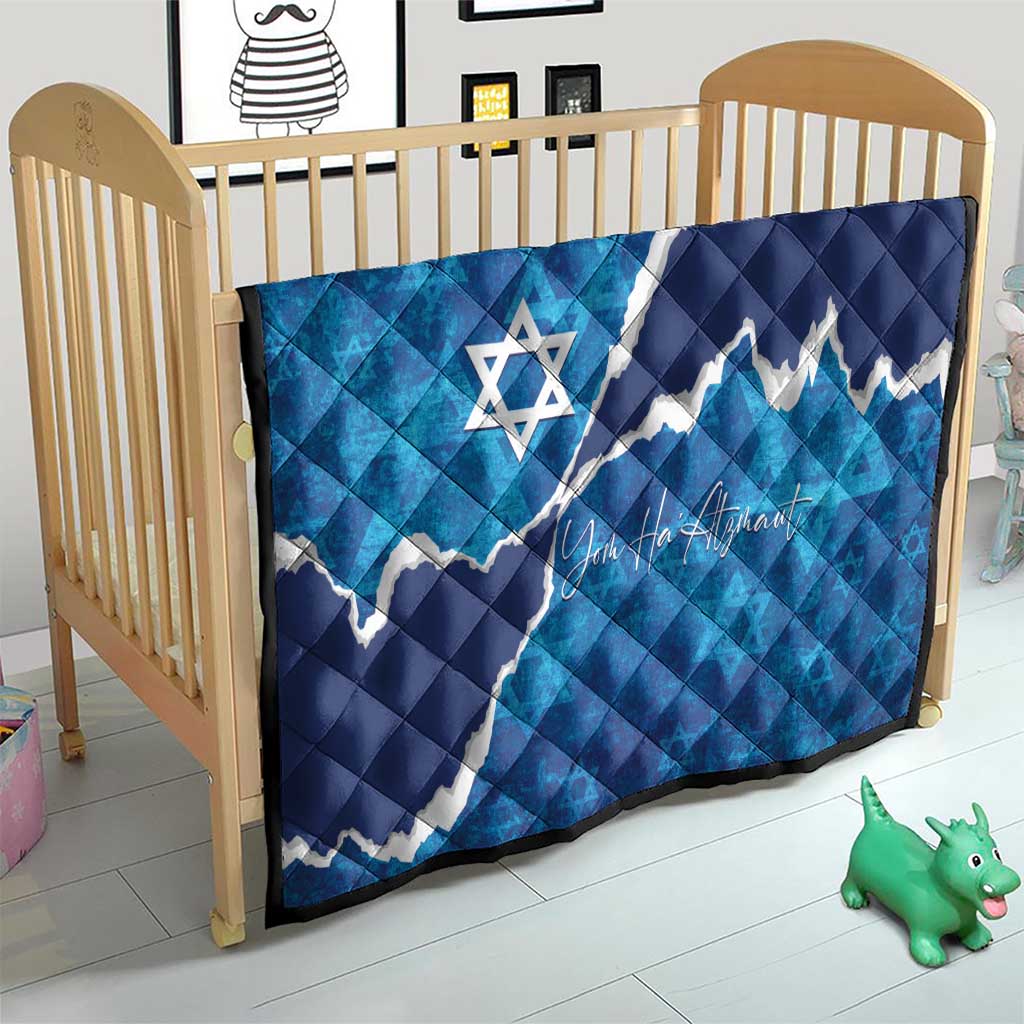 Israel Yom Ha'atzmaut Quilt Star of David Grunge Style