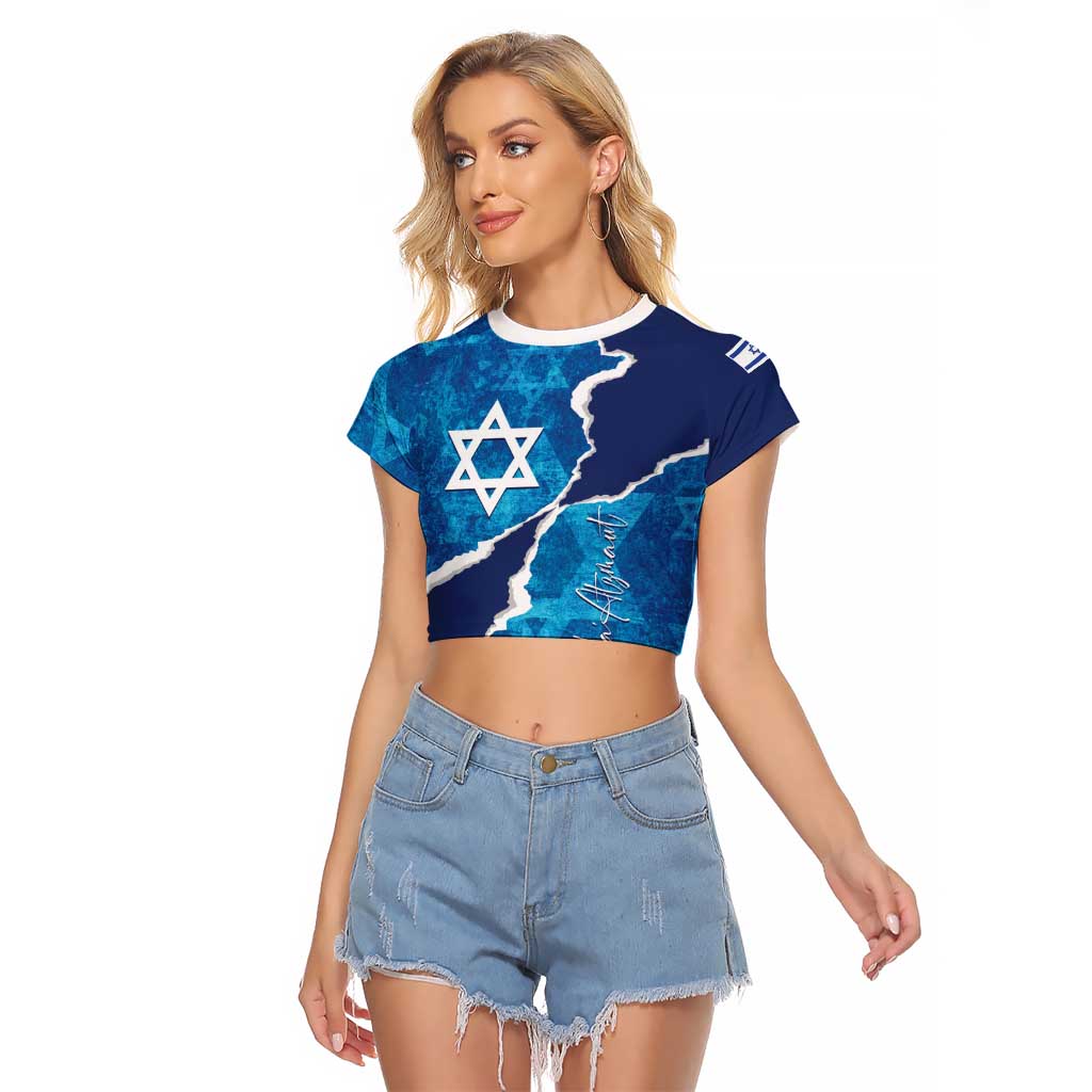 Personalized Israel Yom Ha'atzmaut Raglan Cropped T Shirt Star of David Grunge Style