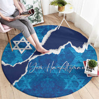 Israel Yom Ha'atzmaut Round Carpet Star of David Grunge Style
