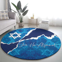Israel Yom Ha'atzmaut Round Carpet Star of David Grunge Style