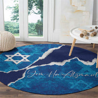 Israel Yom Ha'atzmaut Round Carpet Star of David Grunge Style
