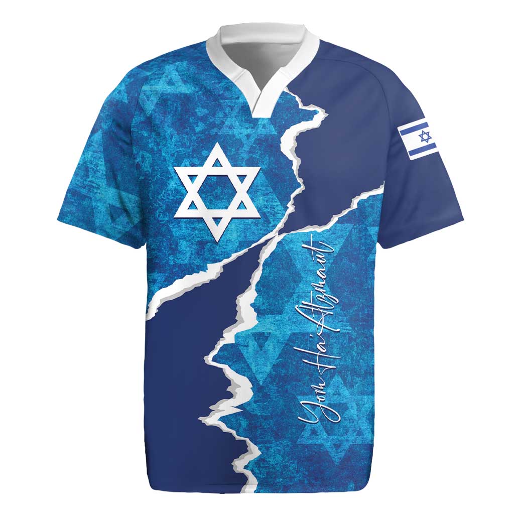 Personalized Israel Yom Ha'atzmaut Rugby Jersey Star of David Grunge Style