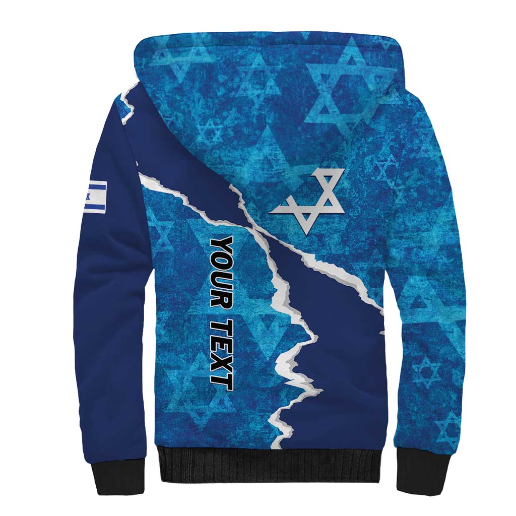 Personalized Israel Yom Ha'atzmaut Sherpa Hoodie Star of David Grunge Style