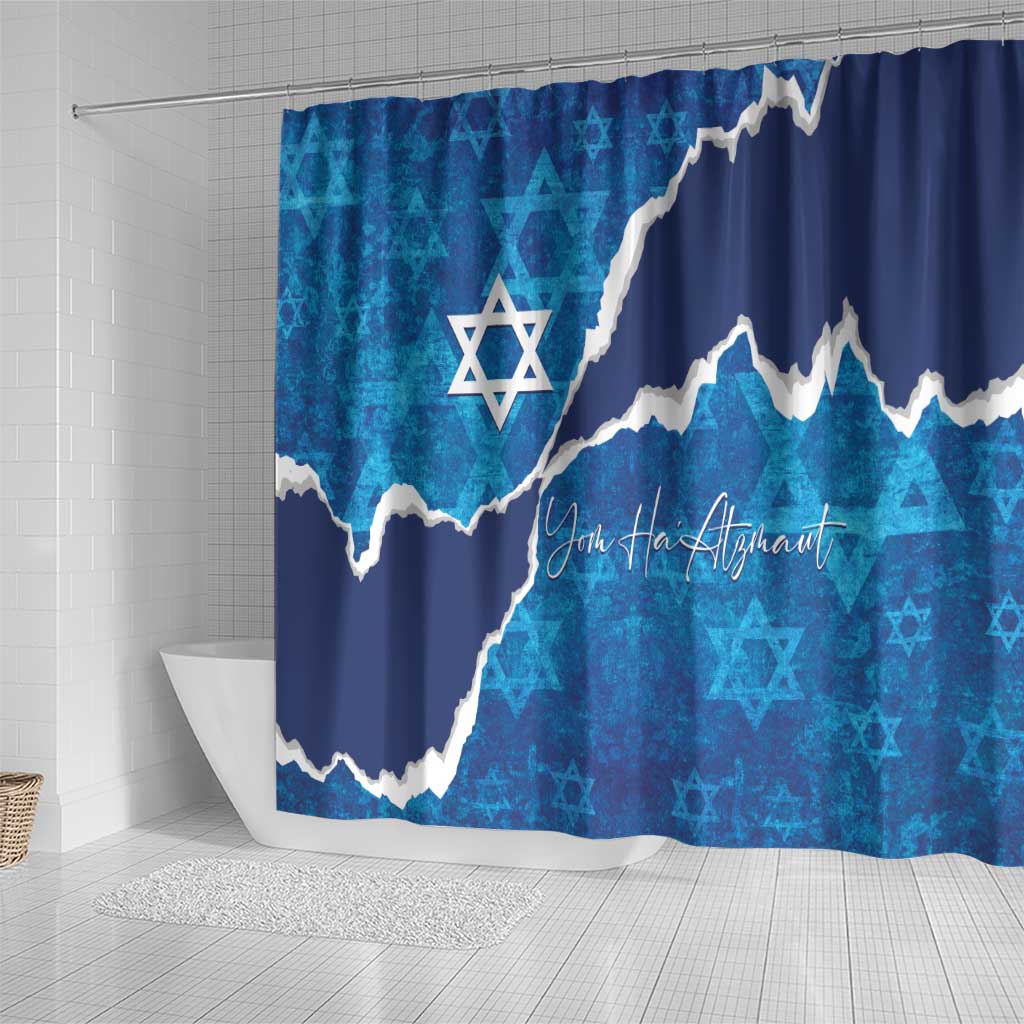 Israel Yom Ha'atzmaut Shower Curtain Star of David Grunge Style