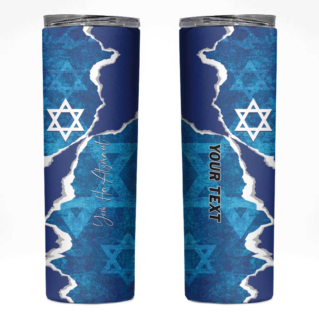 Personalized Israel Yom Ha'atzmaut Skinny Tumbler Star of David Grunge Style