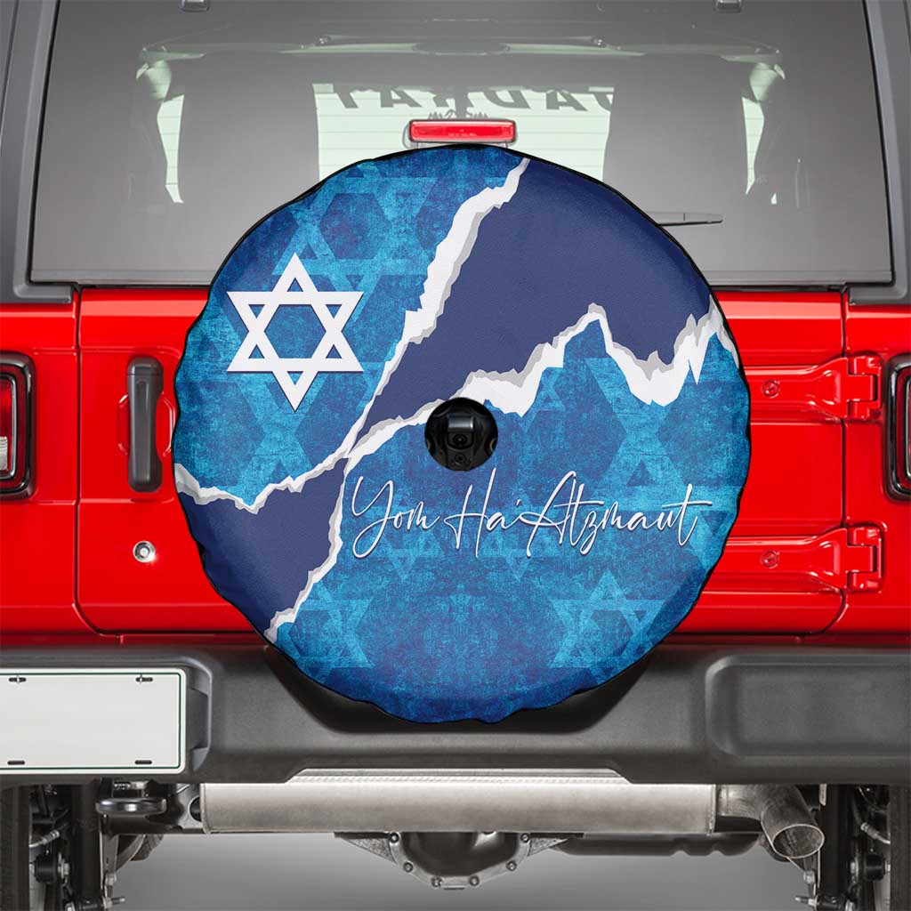 Israel Yom Ha'atzmaut Spare Tire Cover Star of David Grunge Style