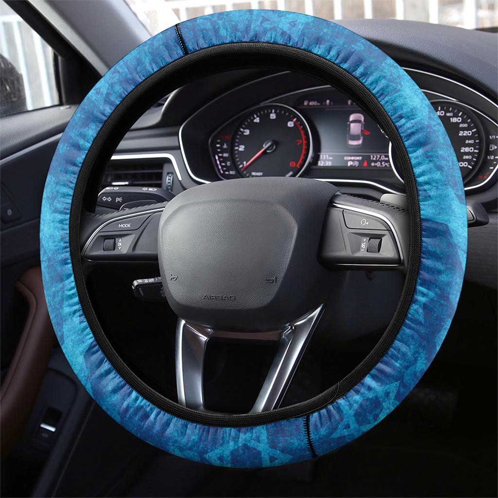 Israel Yom Ha'atzmaut Steering Wheel Cover Star of David Grunge Style