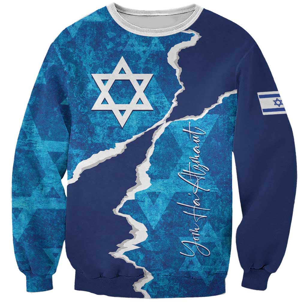 Personalized Israel Yom Ha'atzmaut Sweatshirt Star of David Grunge Style