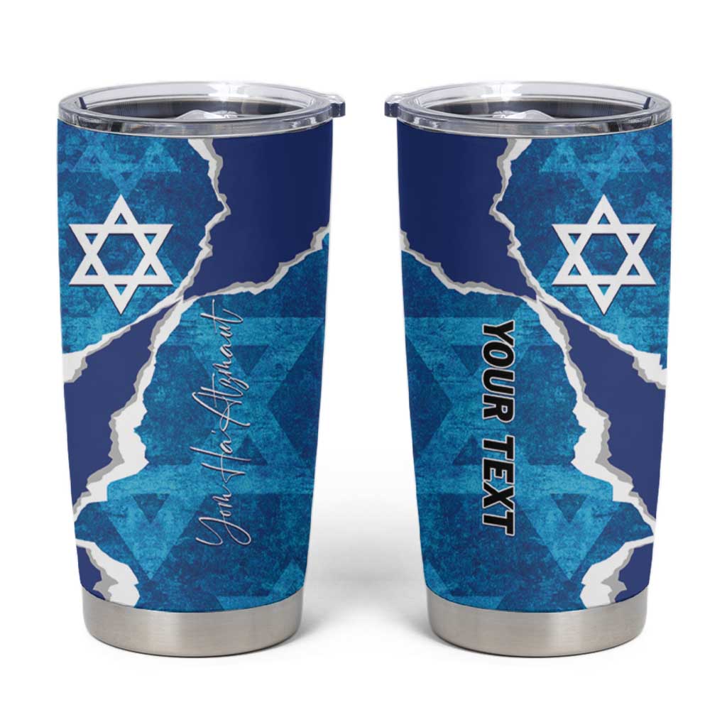 Personalized Israel Yom Ha'atzmaut Tumbler Cup Star of David Grunge Style