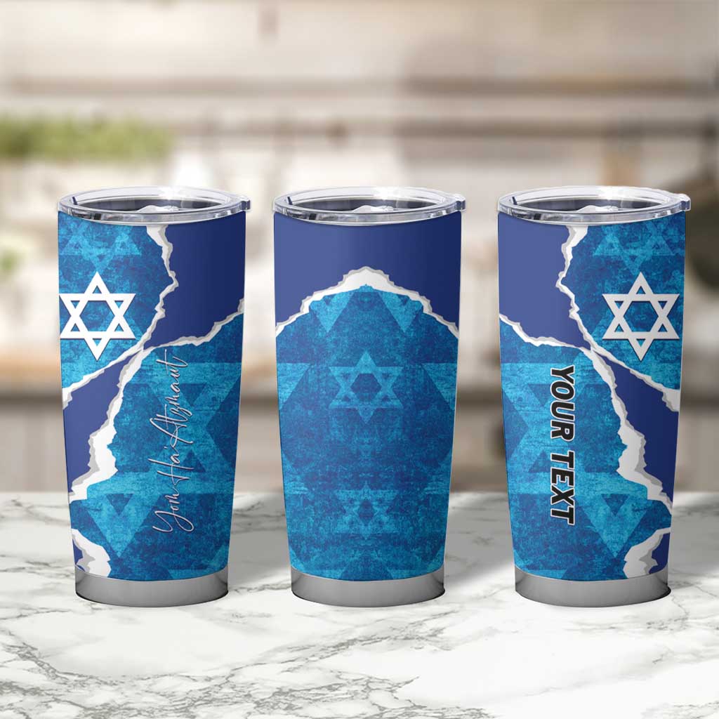 Personalized Israel Yom Ha'atzmaut Tumbler Cup Star of David Grunge Style