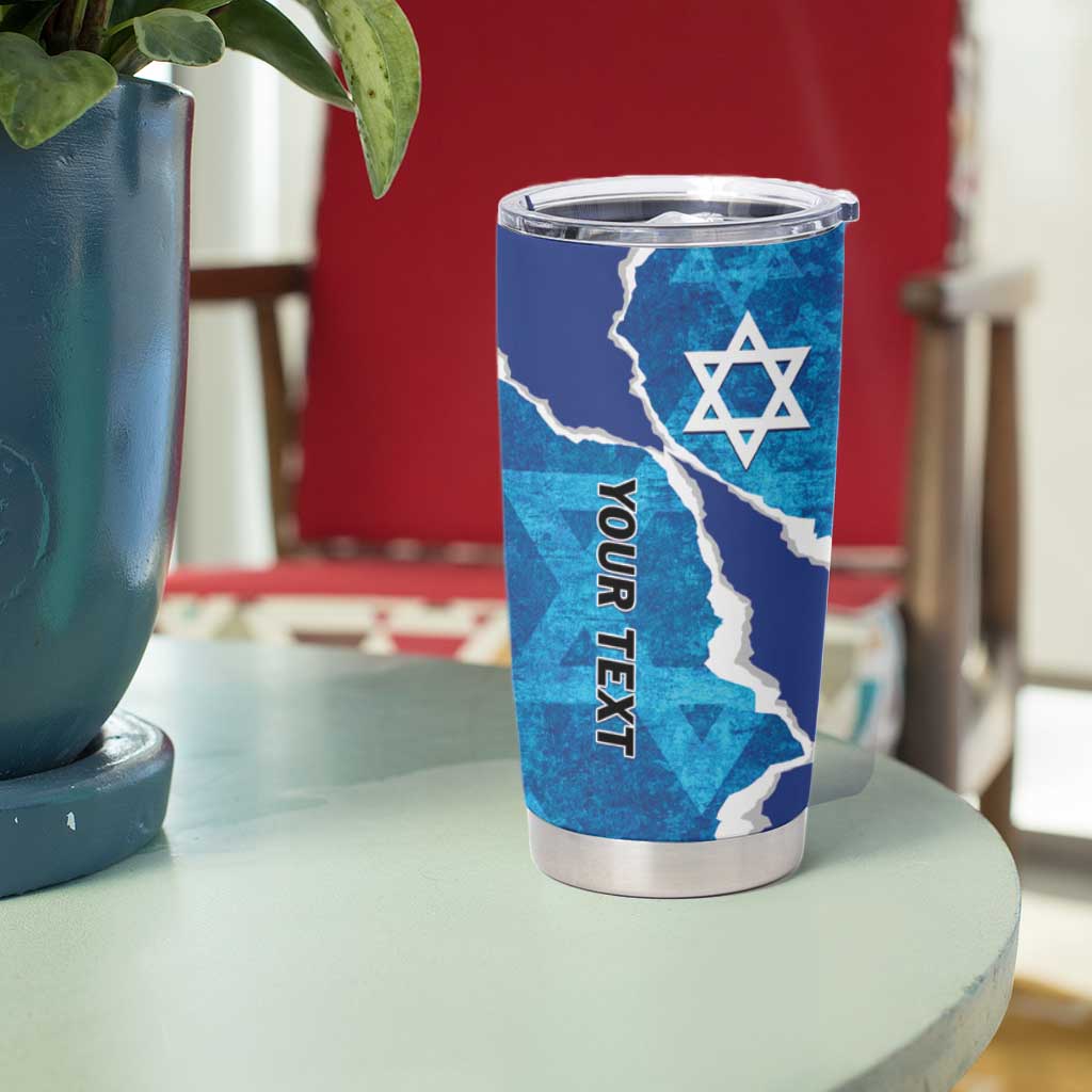 Personalized Israel Yom Ha'atzmaut Tumbler Cup Star of David Grunge Style
