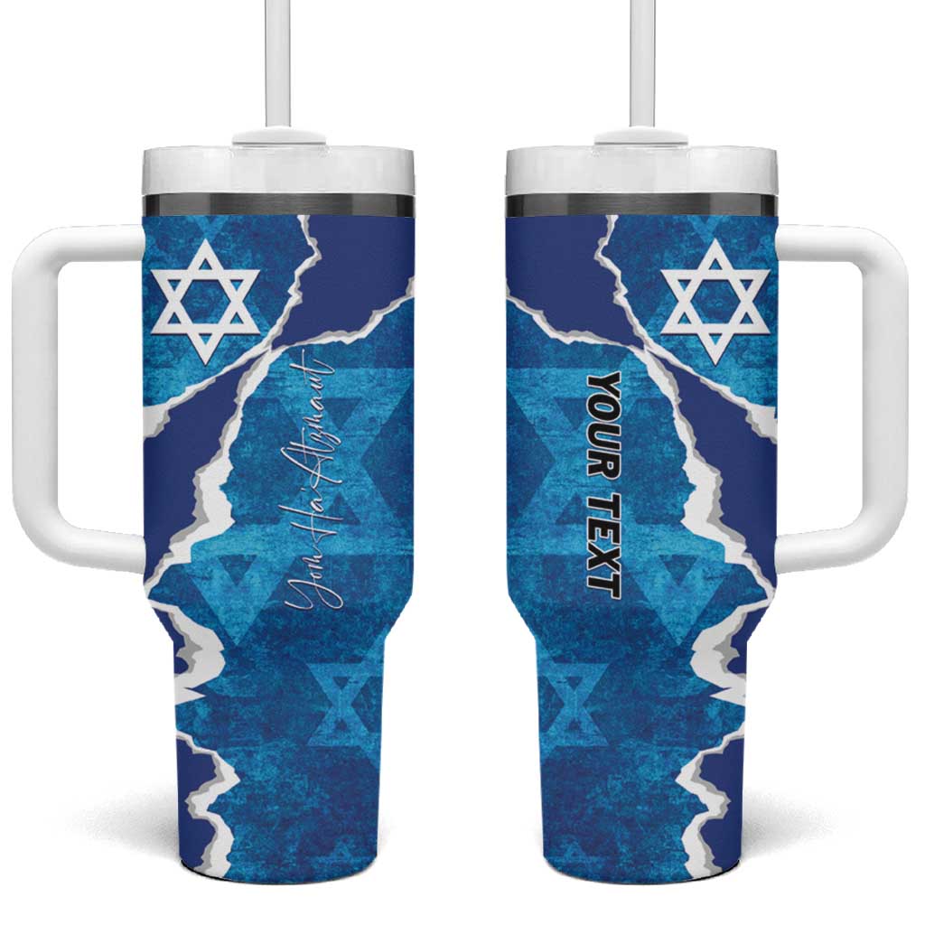 Personalized Israel Yom Ha'atzmaut Tumbler With Handle Star of David Grunge Style